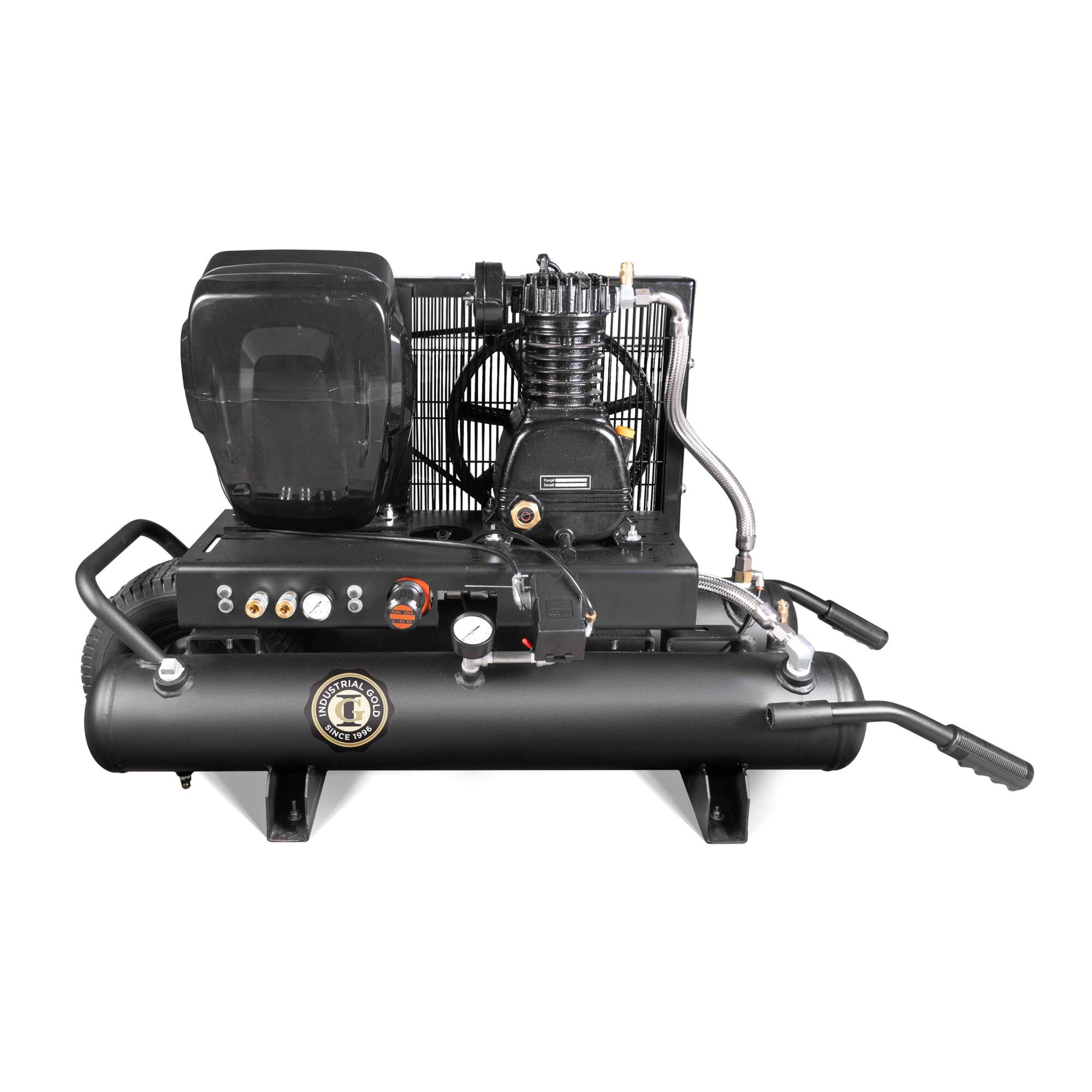 Industrial Gold, 3.0 HP, Electric Battery Powered 10 gallon, Horsepower 3 HP, Air Tank Size 10 Gal, Model# P25EBP11